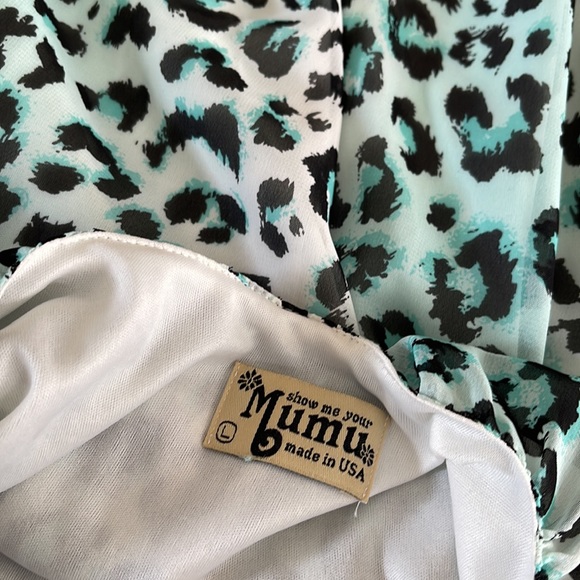 Show me your mumu teal animal print trapeze mini dress - Picture 2 of 4